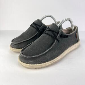 Hey Dude Size 9 Women's Wendy Chambray Casual Comfort Lace Shoes OFF Black Beach